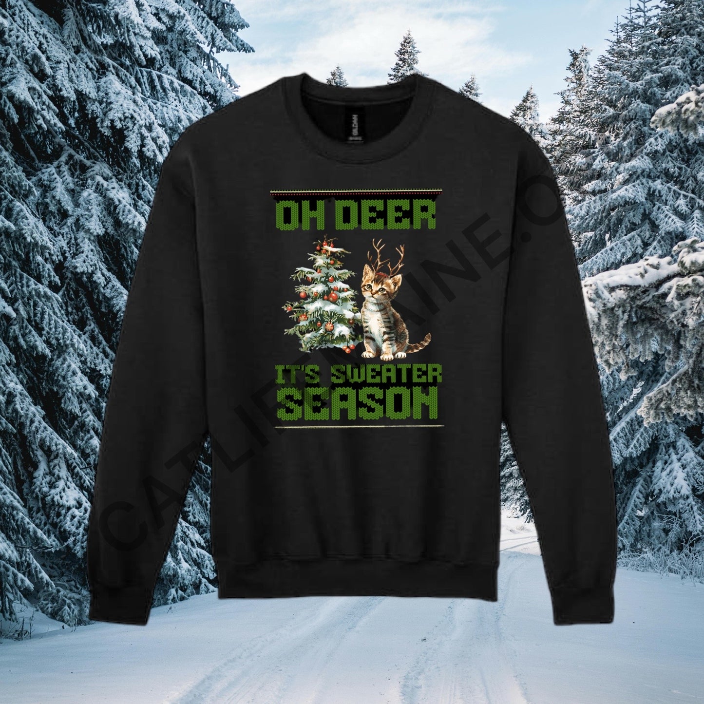 Oh Deer! Kitten Ugly Sweater Sweatshirt