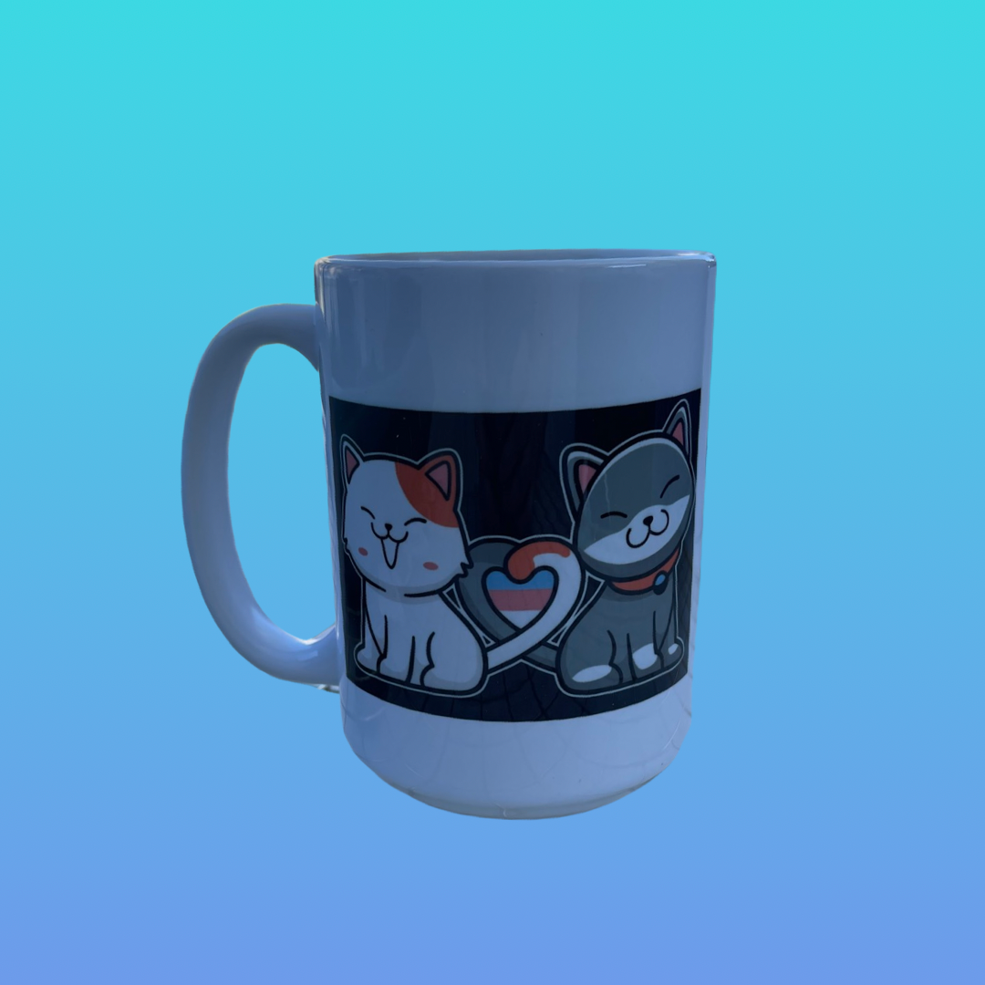 15 oz Cats Love Trans Heart Mug