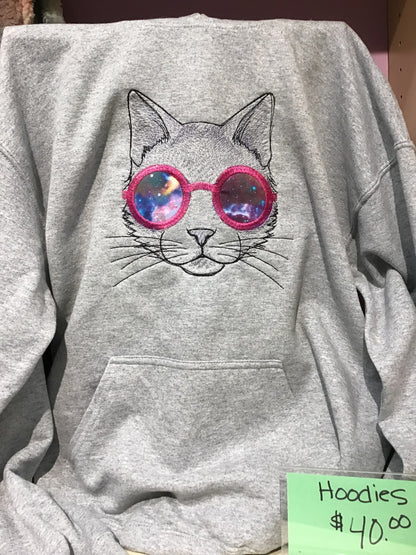 Hoodie-Cat With Glasses