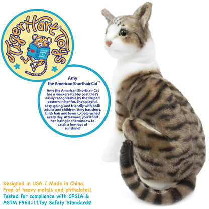Amy The American Shorthair Cat | 14 Inch Stuffed Animal Plush | By TigerHart Toys