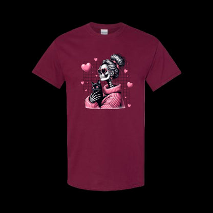 Pink Skelly Girl and Black Cat