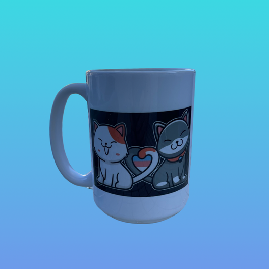 15 oz Cats Love Trans Heart Mug
