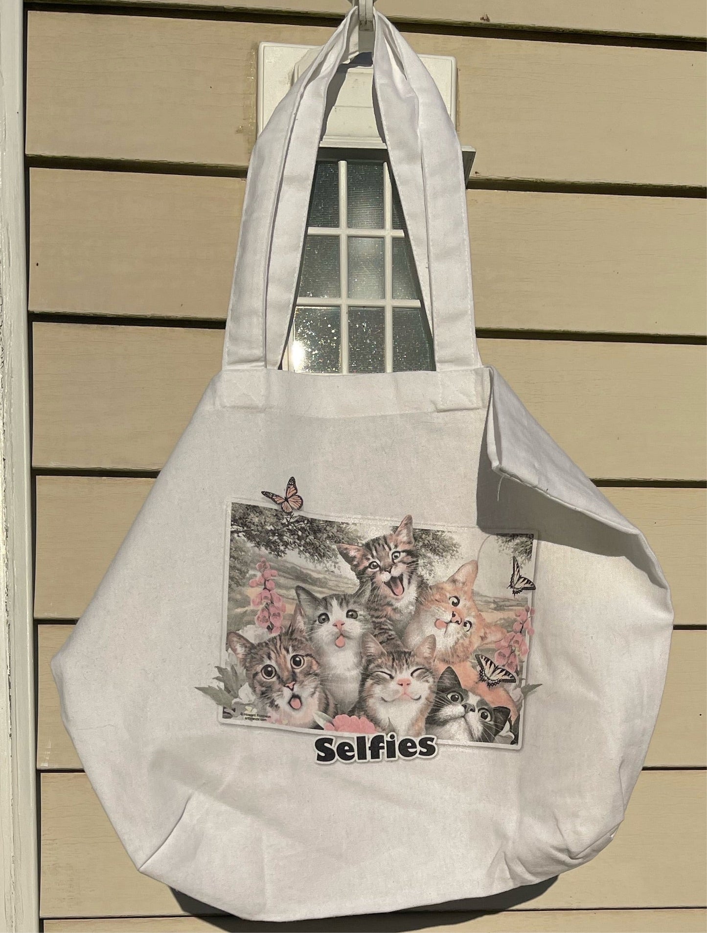 Cat Selfie UV Color Change Tote Bag