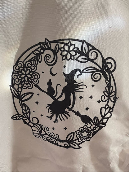 Floral Witch & Cat Tote Bag