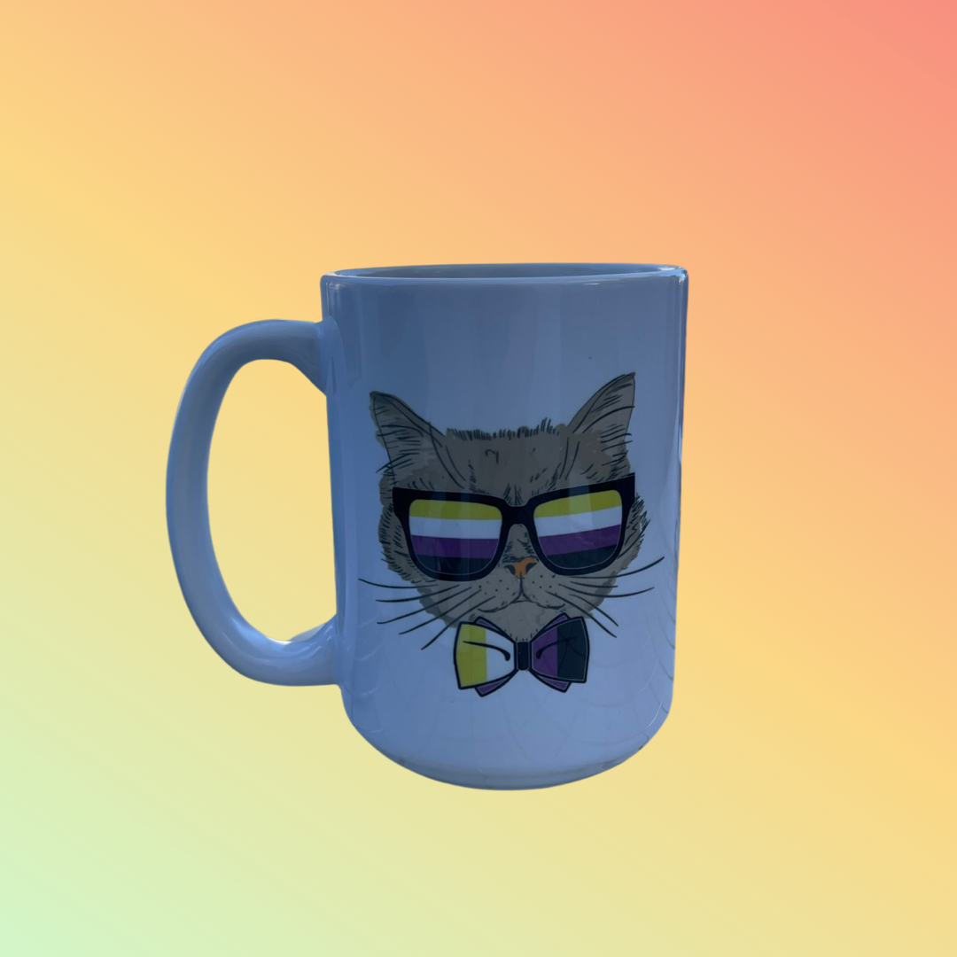 15oz Nonbinary Dapper Cat Mug
