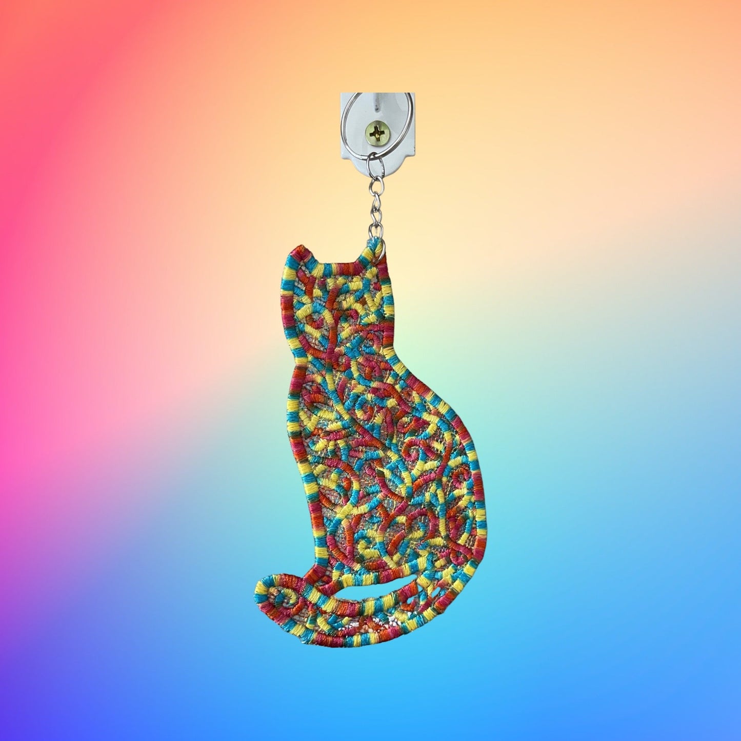 5” Rainbow Freestanding Lace Embroidered Keychain
