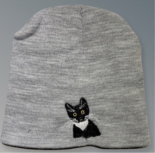 Tuxedo Kitty Knit Beanie