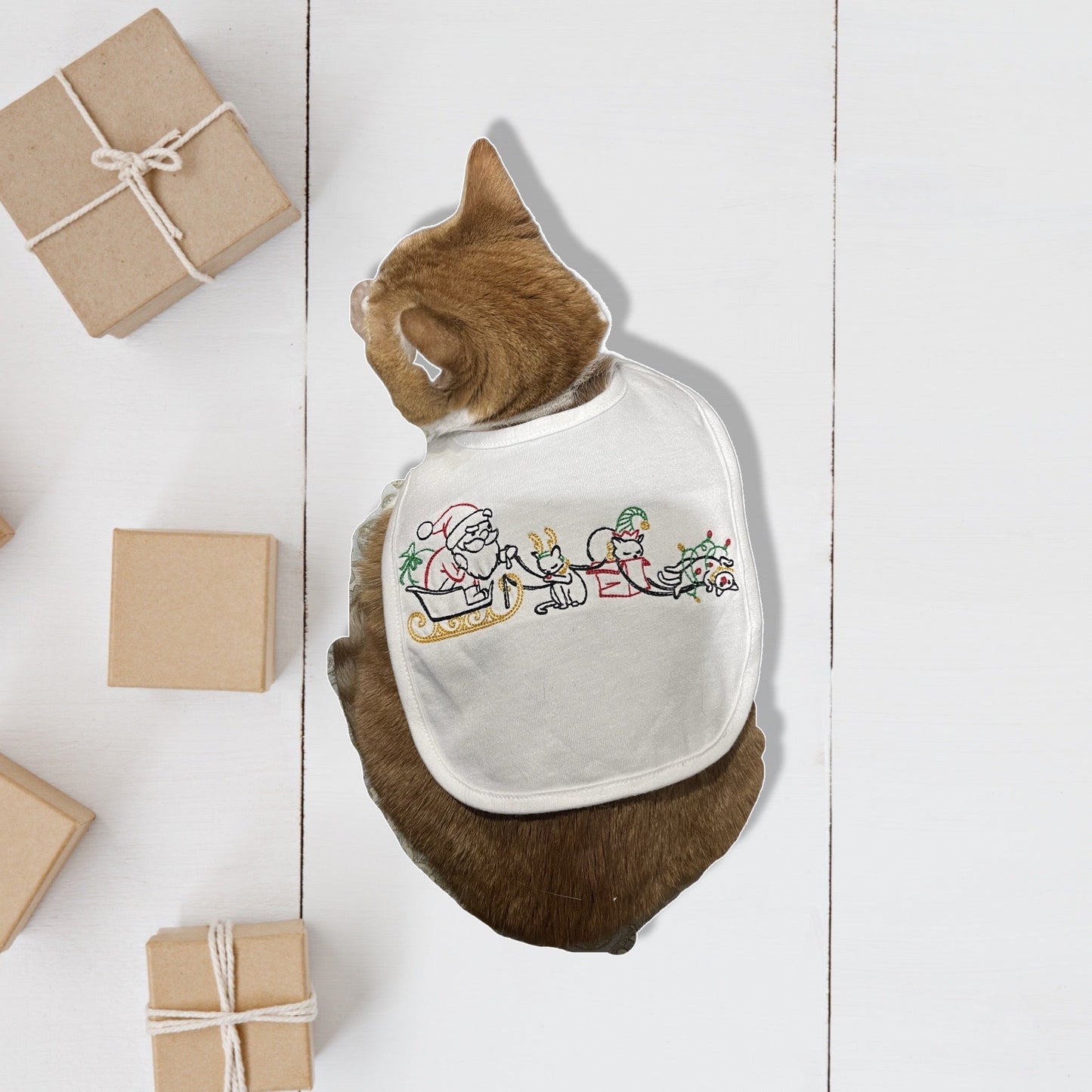Santa’s Catdeer Baby Bib- Cat Cape