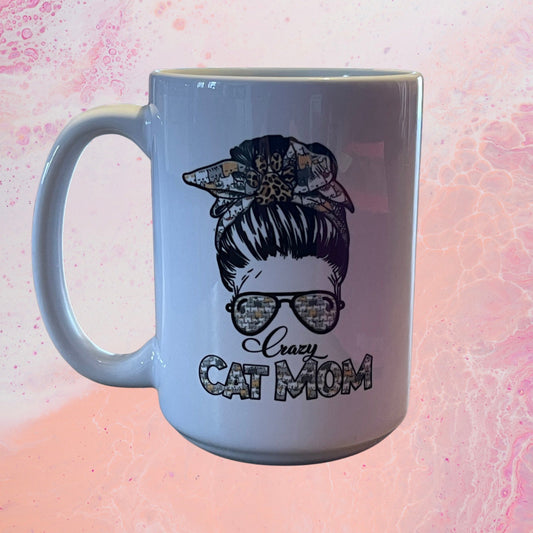 15 oz Ceramic Crazy Cat Mom Mug